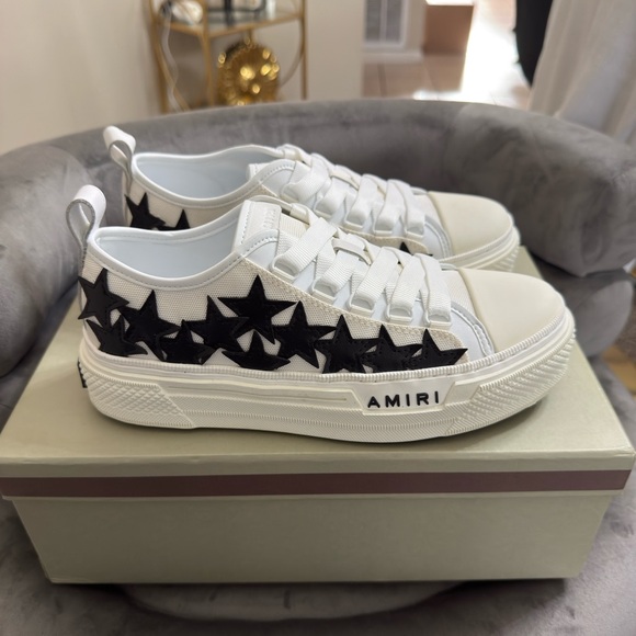 AMIRI White Sneakers with Black Star Design - Picture 1 of 4